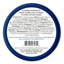 Load image into Gallery viewer, organic aromatic chest rub tin back