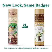 Load image into Gallery viewer, vanilla bean cocoa butter lip balm new look, same badger