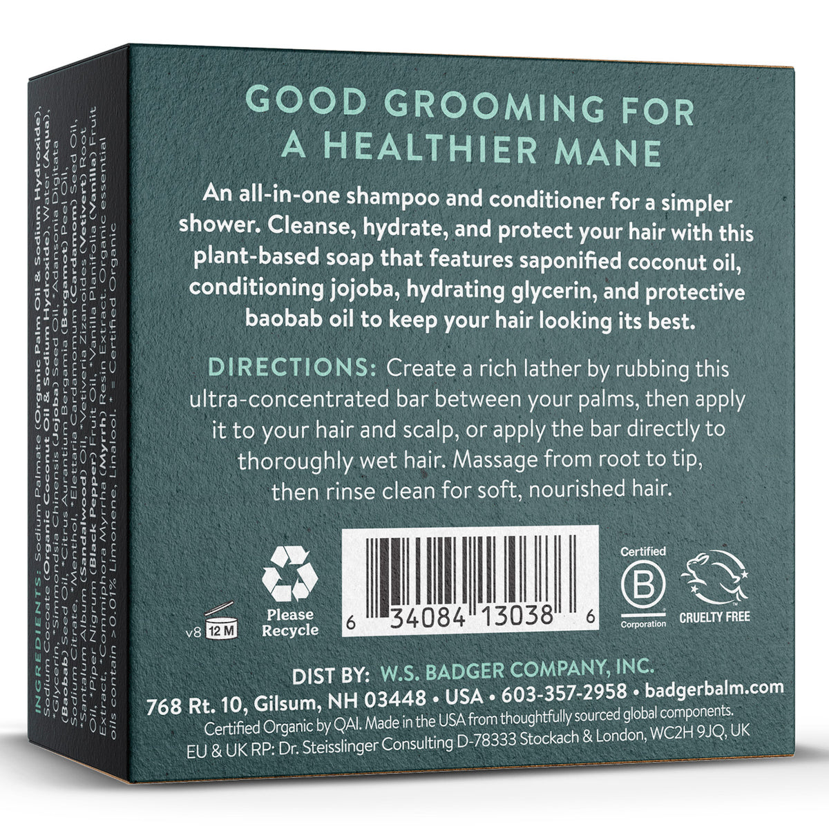 shampoo bars without palm oil or coconut oil Badger Shampoo Bar