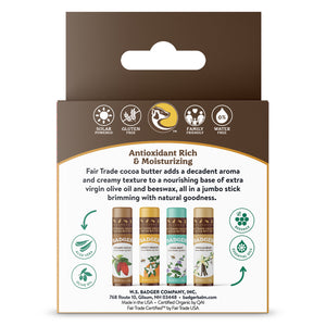 cocoa butter lip balm 4 pack back of box