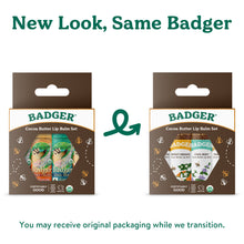 Load image into Gallery viewer, cocoa butter lip balm 4 pack new look same badger
