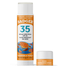 Load image into Gallery viewer, kids mineral sunscreen face stick SPF 35 open cap
