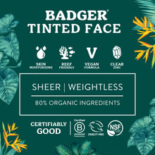 Load image into Gallery viewer, Badger Tinted Face product packaging with green background and leaf patterns
