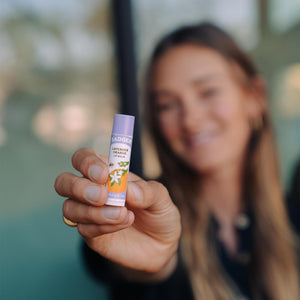 lavender orange lip balm lifestyle