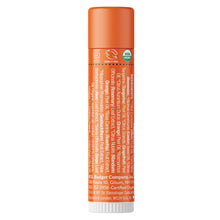 Load image into Gallery viewer, organic lip balm tangerine breeze back of tube
