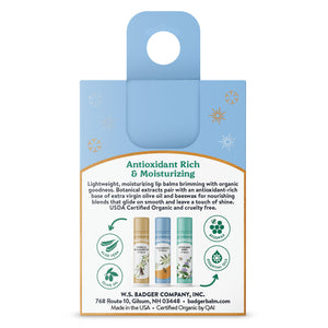 organic lip balm holiday gift 3 pack blue back