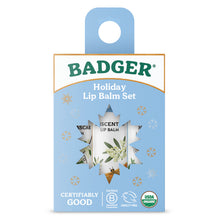 Load image into Gallery viewer, organic lip balm holiday gift 3 pack blue
