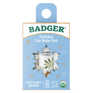 organic lip balm holiday gift 3 pack blue