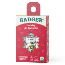 Load image into Gallery viewer, organic lip balm holiday 3 pack red box angled
