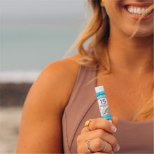 Load image into Gallery viewer, lip sunscreen mineral zinc oxide SPF 15 lip balm lifestyle
